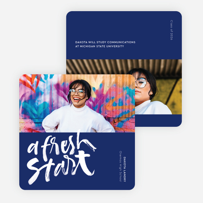 Bold Brushwork Graduation Announcements & Graduation Invitations - Blue