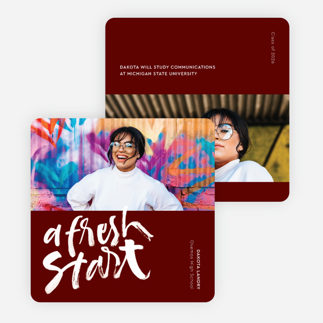 Bold Brushwork Graduation Announcements & Graduation Invitations - Red