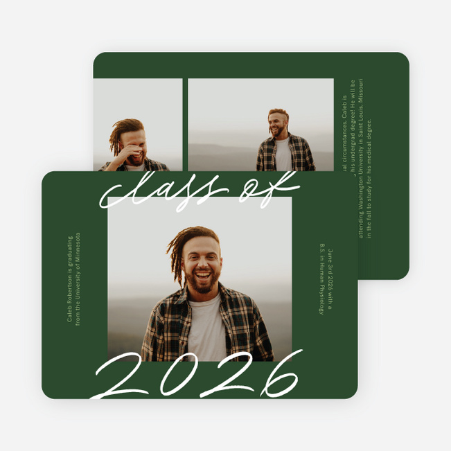 Casual Script Graduation Announcements & Graduation Invitations - Green