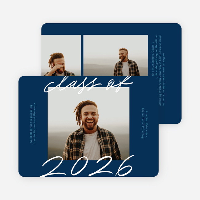 Casual Script Graduation Announcements & Graduation Invitations - Blue