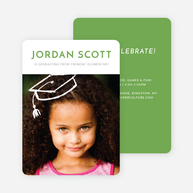 Floating Cap Graduation Announcements for Elementary School - Yellow