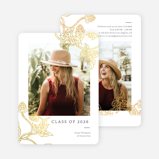 Foil Berry Bright Graduation Announcements & Graduation Invitations - Yellow