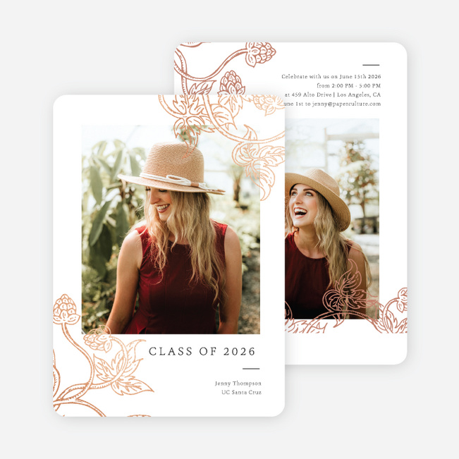 Foil Berry Bright Graduation Announcements & Graduation Invitations - Pink