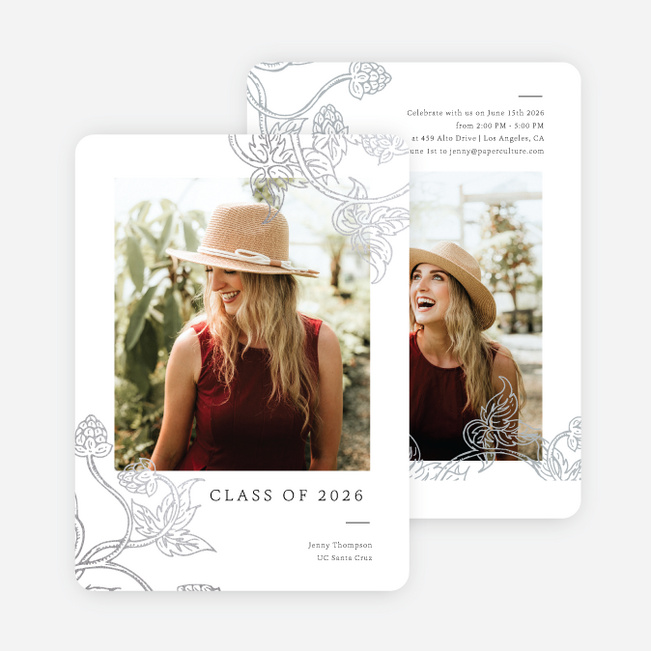 Foil Berry Bright Graduation Announcements & Graduation Invitations - Gray