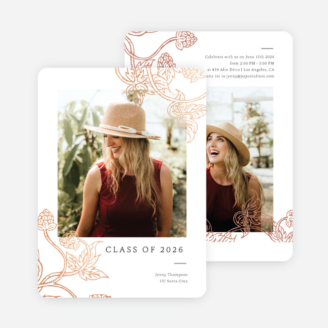 Foil Berry Bright Graduation Announcements & Graduation Invitations - Pink