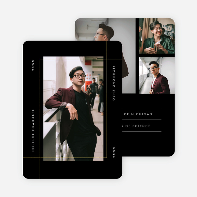 Foil Intersecting Frame Graduation Announcements & Graduation Invitations - Yellow