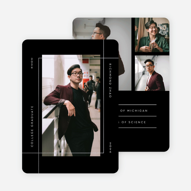 Foil Intersecting Frame Graduation Announcements & Graduation Invitations - Gray