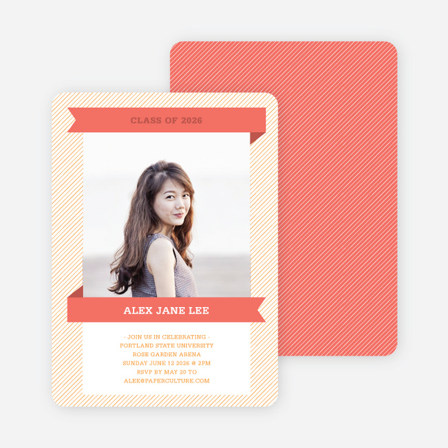 Graduation Banner Invitations - Peach Party