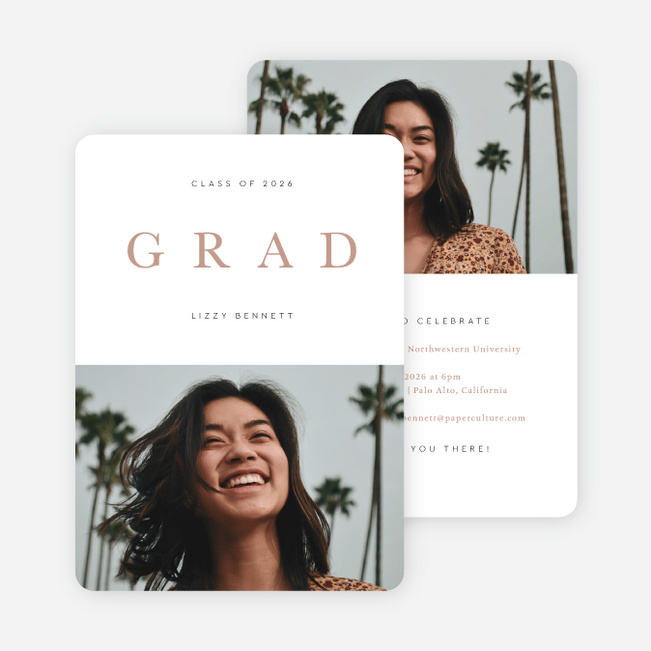 Half and Half Graduation Announcements & Graduation Invitations - Pink