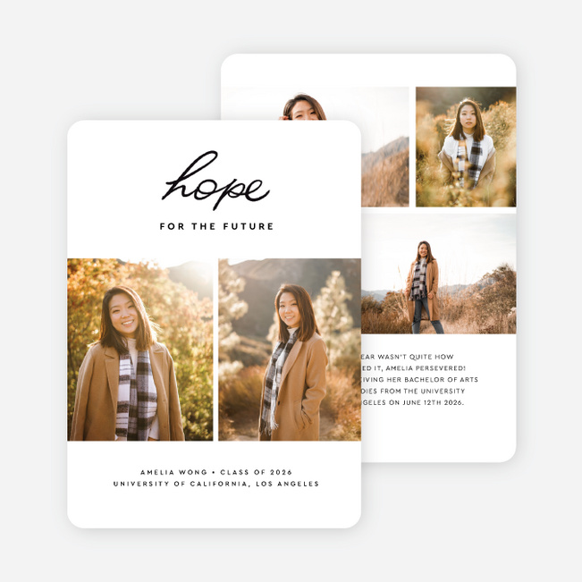 Hopeful Future Graduation Announcements & Graduation Invitations - White