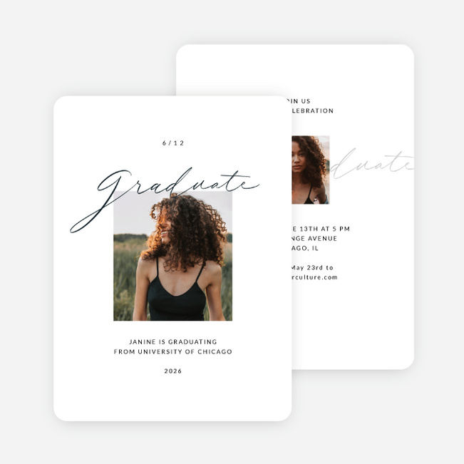 Informally Scripted Graduation Announcements & Invitations - White