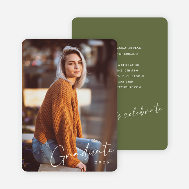 Inscribed Triumphs Graduation Announcements & Invitations - Green