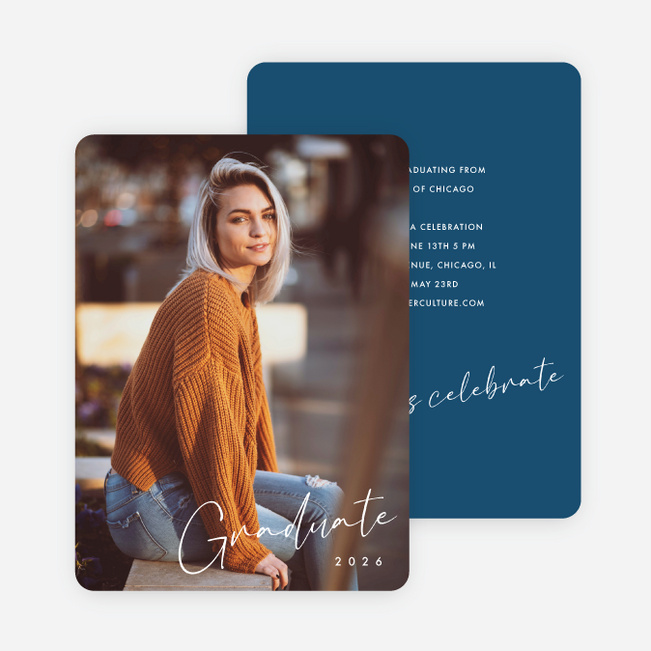 Inscribed Triumphs Graduation Announcements & Invitations - Blue