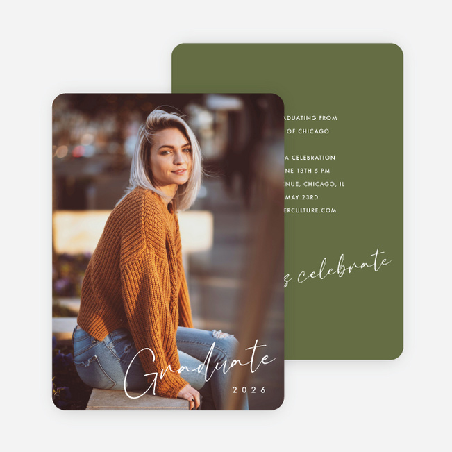 Inscribed Triumphs Graduation Announcements & Invitations - Green