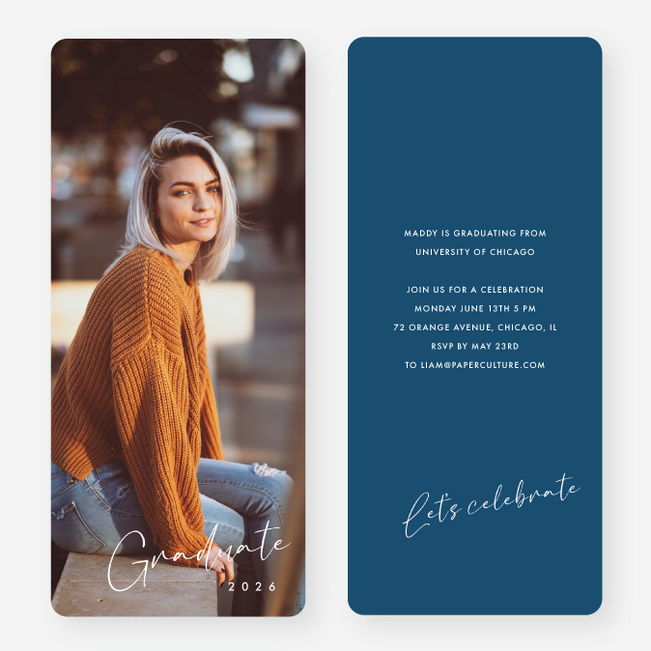 Inscribed Triumphs Graduation Announcements & Invitations - Blue