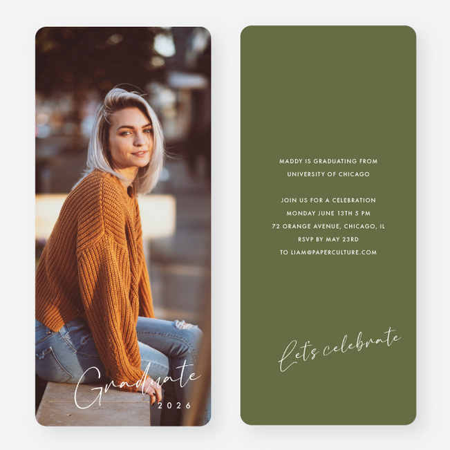 Inscribed Triumphs Graduation Announcements & Invitations - Green