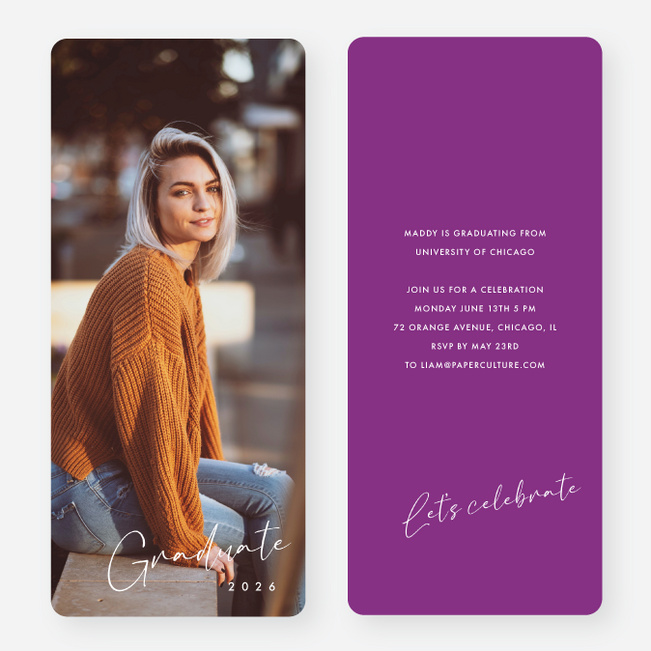 Inscribed Triumphs Graduation Announcements & Invitations - Purple