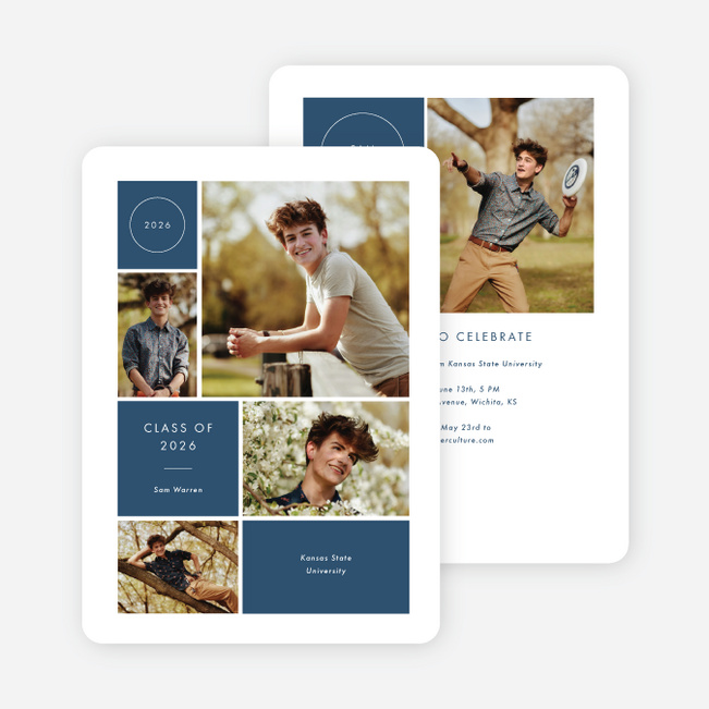 Milestone Montage Graduation Announcements & Invitations - Blue