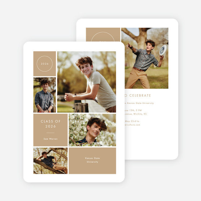 Milestone Montage Graduation Announcements & Invitations - Beige