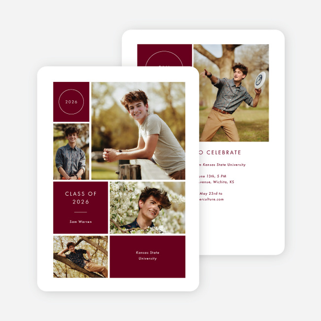 Milestone Montage Graduation Announcements & Invitations - Red