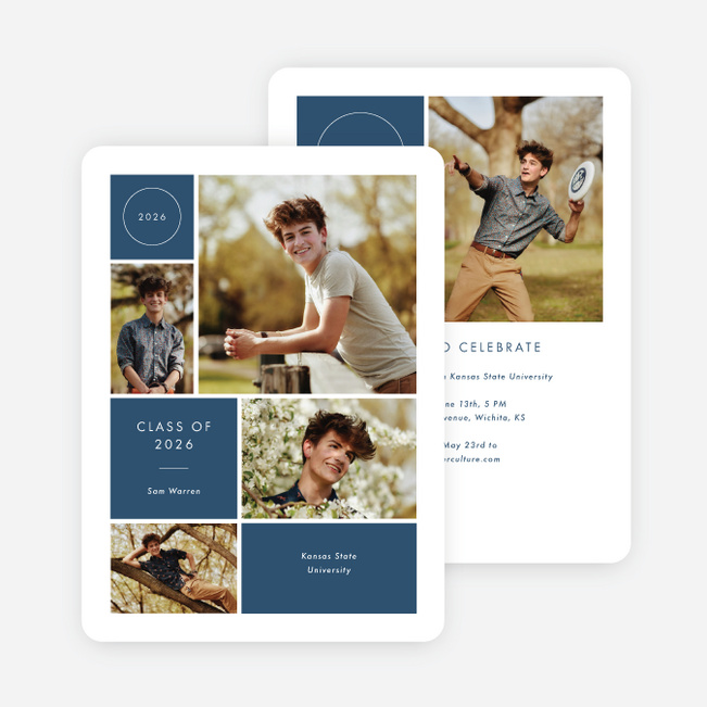 Milestone Montage Graduation Announcements & Invitations - Blue