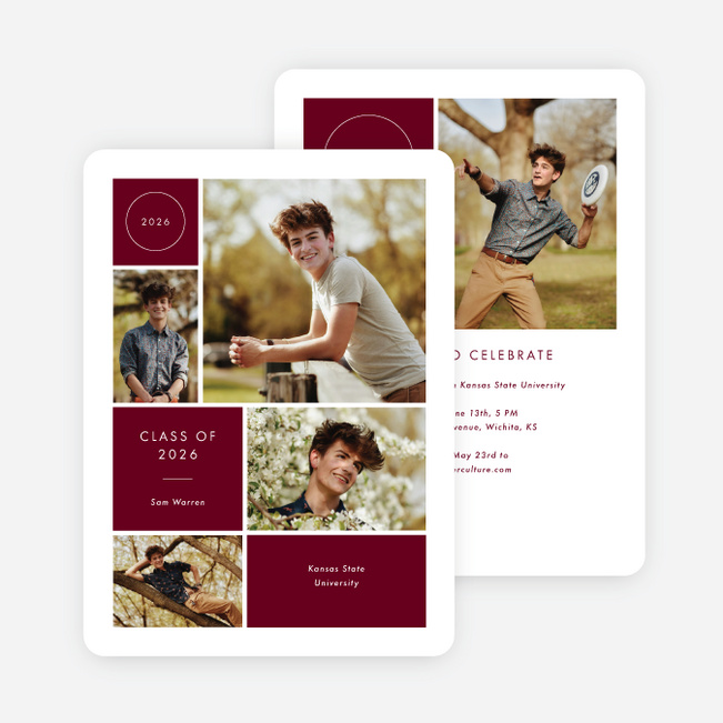 Milestone Montage Graduation Announcements & Invitations - Red