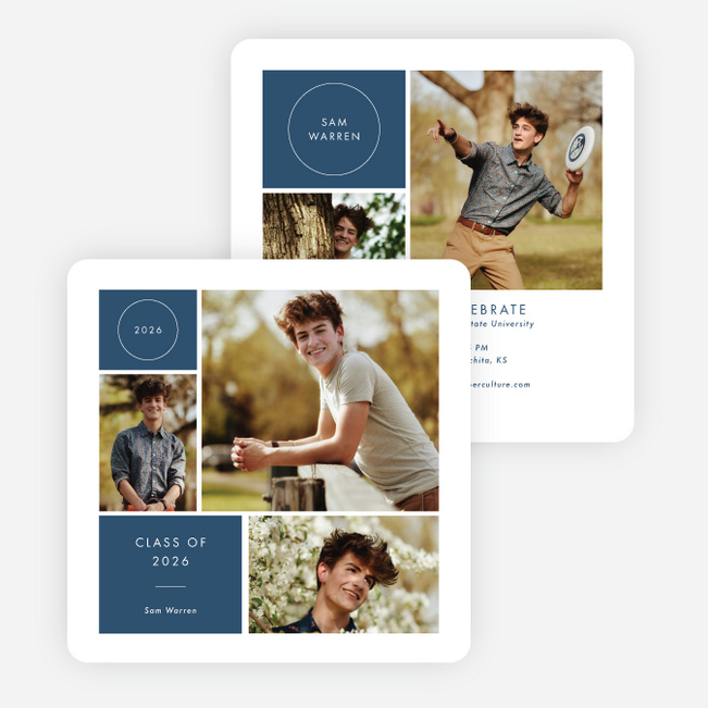 Milestone Montage Graduation Announcements & Invitations - Blue