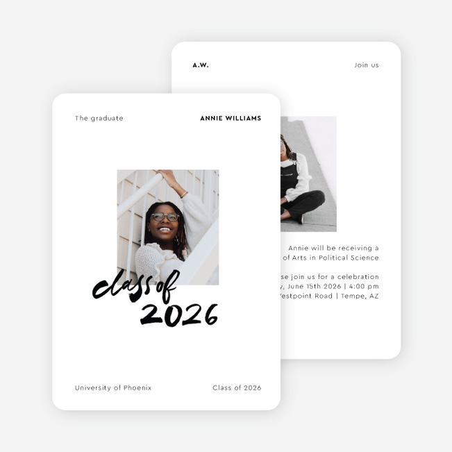 Minimally Said Graduation Announcements & Graduation Invitations - White