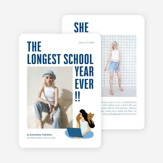 Over the Shoulder Graduation Announcements & Graduation Invitations - Blue