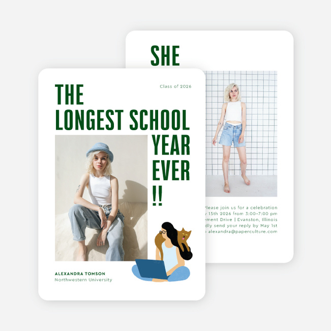 Over the Shoulder Graduation Announcements & Graduation Invitations - Green