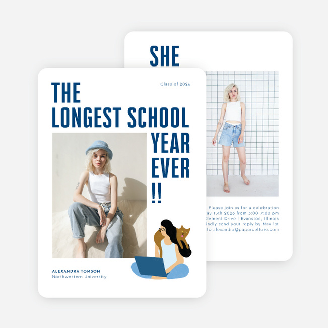 Over the Shoulder Graduation Announcements & Graduation Invitations - Blue