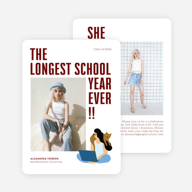 Over the Shoulder Graduation Announcements & Graduation Invitations - Red