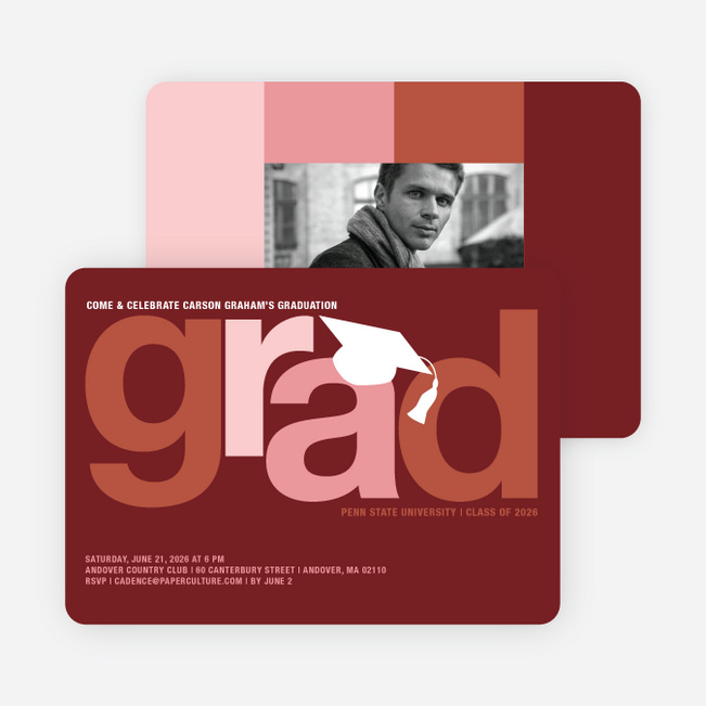 Pop Art Inspired Graduation Invitations - Sangria