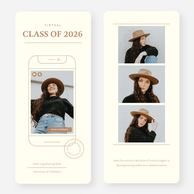 Selfie Class Graduation Announcements & Graduation Invitations - Beige