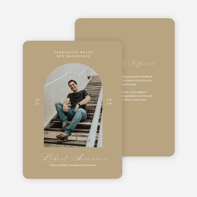 Archway to Beginnings Graduation Announcements & Graduation Invitations - Beige