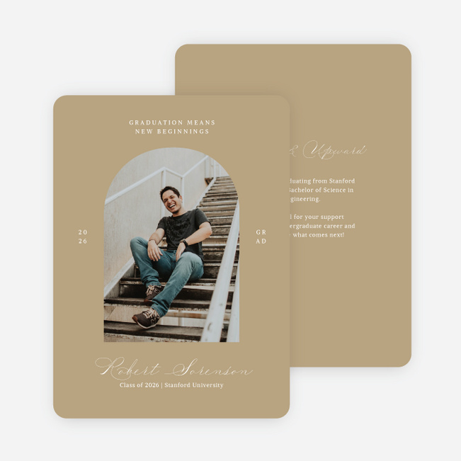 Archway to Beginnings Graduation Announcements & Graduation Invitations - Beige