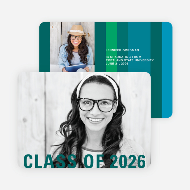Class Stripes Graduation Announcements - Green