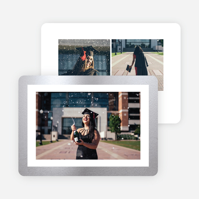 Foil Border Celebration Graduation Announcements - Gray