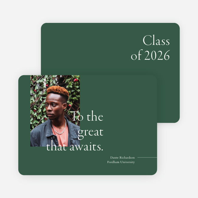 Greatness Awaits Graduation Announcements & Graduation Invitations - Green