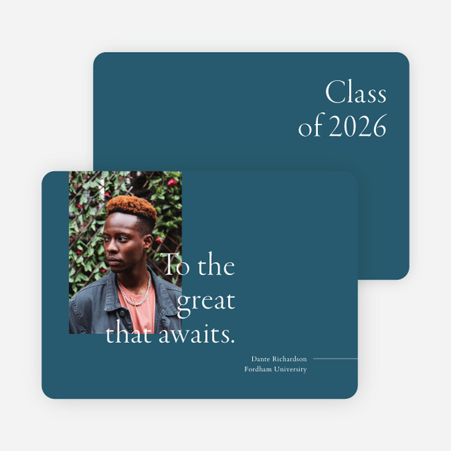 Greatness Awaits Graduation Announcements & Graduation Invitations - Blue