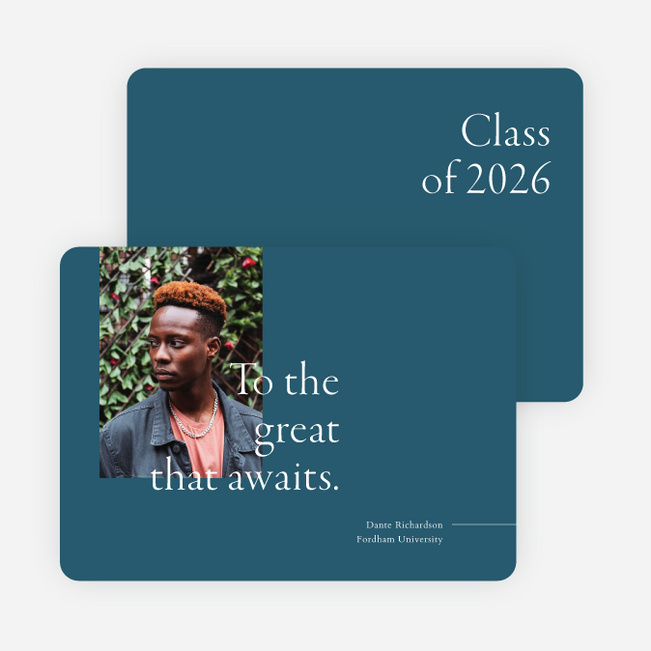 Greatness Awaits Graduation Announcements & Graduation Invitations - Blue