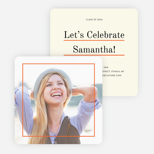 Linear High School Graduation Invitations  - Orange