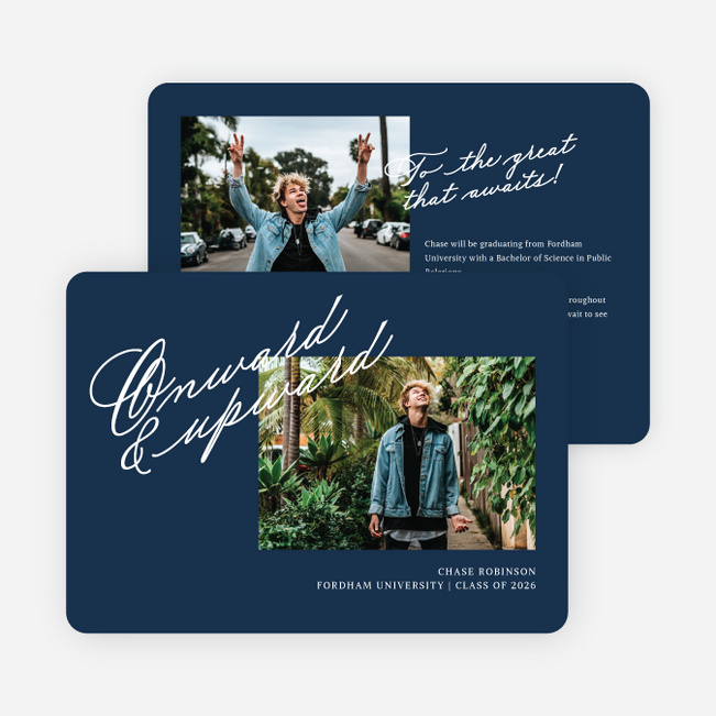 Onward and Upward Graduation Announcements & Graduation Invitations - Blue