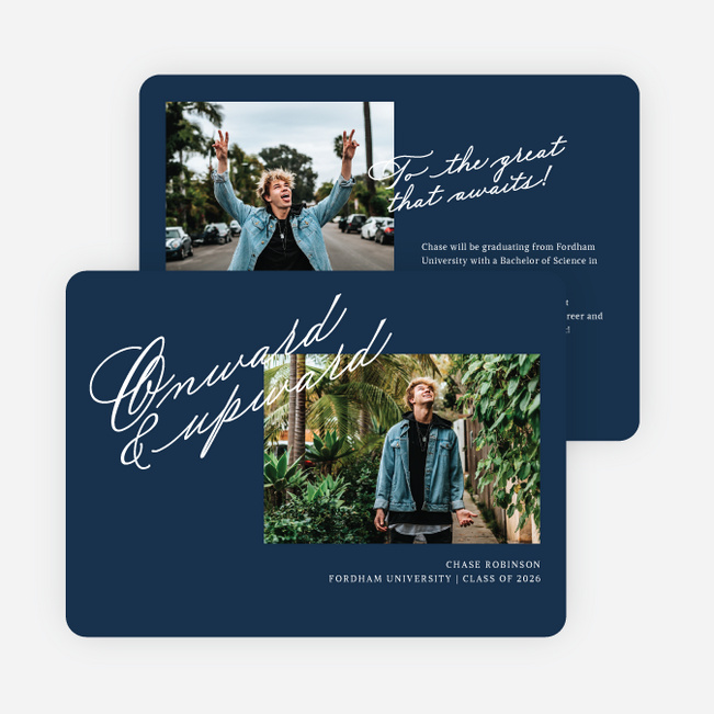 Onward and Upward Graduation Announcements & Graduation Invitations - Blue