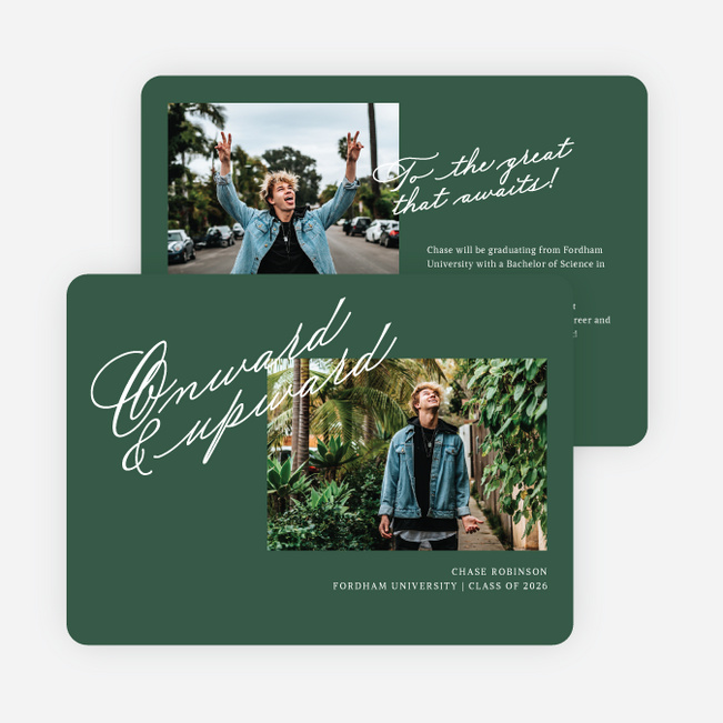 Onward and Upward Graduation Announcements & Graduation Invitations - Green