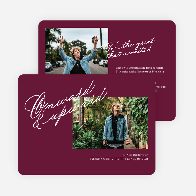 Onward and Upward Graduation Announcements & Graduation Invitations - Red