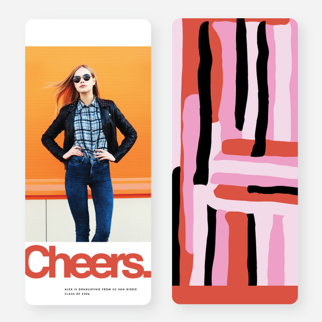 Painted Kudos  Graduation Announcements - Red