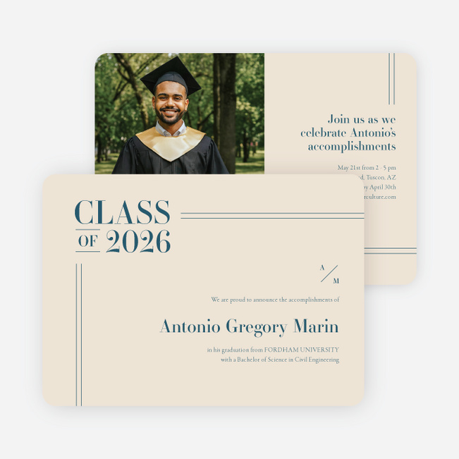 Prestige Diploma Graduation Announcements & Graduation Invitations - Blue