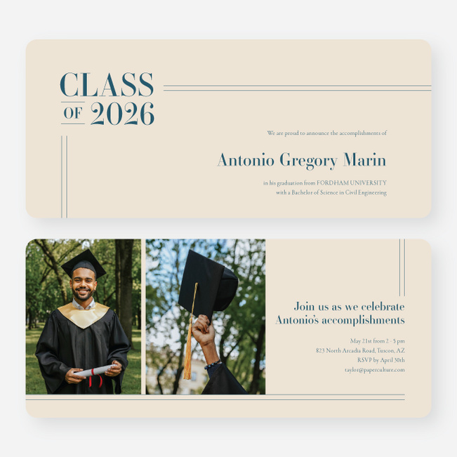 Prestige Diploma Graduation Announcements & Graduation Invitations - Blue
