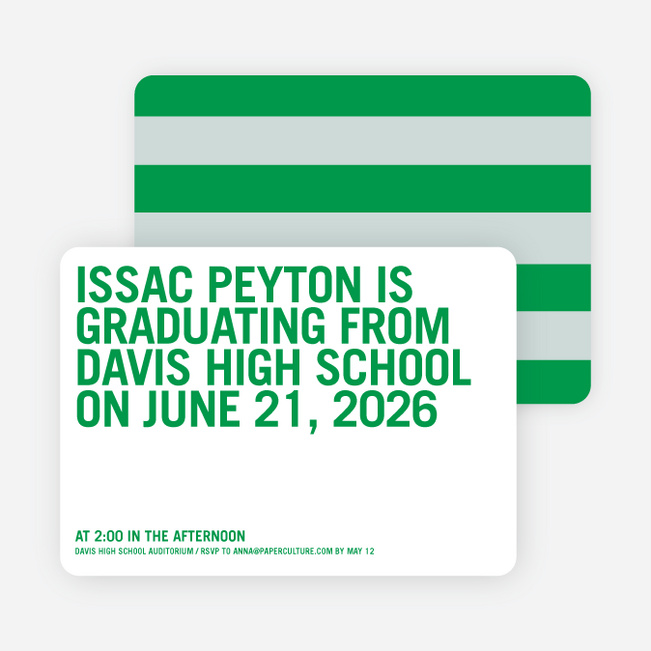 Simple Graduation Invitations - Green Grad